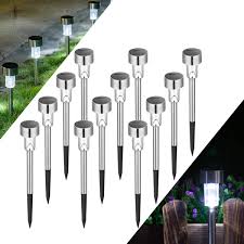 Solar Lights Outdoor 12pack Stainless Steel Outdoor Solar Lights Waterproof Led Landscape Lighting Solar Powered Outdoor Lights Solar Garden Lights For Pathway Walkway Patio Yard Lawn Cool White Walmart Com Walmart Com