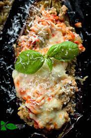 Italian Stuffed Eggplant With Ground Veal Recipe Veal Recipes Ground Veal Recipes Eggplant Recipes Parmesan