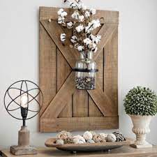 Barn Door Wall Plaque With Glass Vase Kirklands Summer Wall Decor Shutter Wall Decor Living Wall Decor