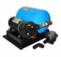 Flojet 02840000A Quad Diaphragm RV Water Booster System Pump - 1.1 Gallon  Accumulator Tank, 115 Volt AC, 40 PSI, 4.5 GPM