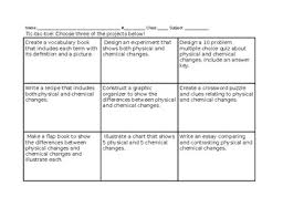 tic tac toe assessment chemical and physical changes by i