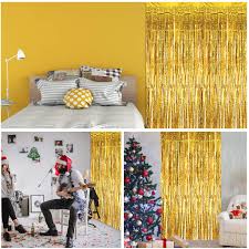 The curtain shop offers a wide assortment of window toppers in printed patterns and solid colors. Buy Hdljd Shiny Gold Metallic Foil Fringe Door Window Curtain Party Decoration 3 3 X 6 6 Value Pack Of 2 Online In Vietnam B07qrp51tg