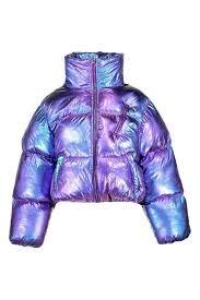 Metallic Puffer Jacket Boohoo Holographic Jacket Cool Art Drawings Holographic Fashion
