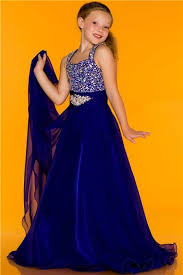 A Line Princess Royal Blue Chiffon Beaded Little Flower Girl Evening Prom Dress Kids Prom Dresses Little Girl Dresses Little Girl Pageant Dresses