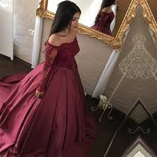 Dark Red Wedding Dress Long Sleeves Wedding Dress Vintage Wedding Gowns Elegant Wedding Ball Gown Dresses Prom Dresses Long With Sleeves Wedding Dress Sleeves
