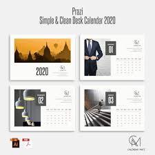 Prazi Simple And Clean Desk Calendar Design Template 2020 Kalender Desain Majalah