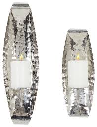 Brighten up your space with this chunky and sturdy candle sconce! Set Of 2 Silver Stainless Steel Contemporary Wall Sconce 13 5 18 5 Transitional Wall Sconces By Brimfield May Houzz