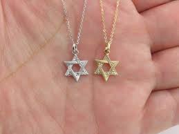 14k Yellow Gold Jewish Star Of David Diamond Necklace 14 Etsy Ireland