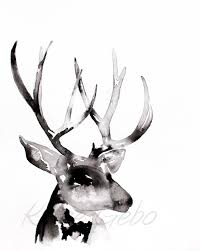 Black And White Deer Head Drawing Deer Wall Art Printable Digital Download Black White Wall Etsy Deer Wall Art Deer Wall Art Printable Deer Painting
