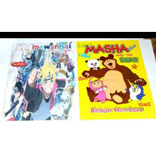 Mewarnai gambar binatang, mewarnai gambar bintang, mewarnai gambar, mewarnai gambar polisi, mewarnai gambar buah masha and the bear jumping on bucket coloring pages. Buku Gambar Mewarnai Membaca Menulis Menghitung Ukuran Besar Random Shopee Indonesia