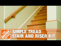 The trestle base for the table is made from fir stair balusters and the top is made from quikrete cast in a laminate mold. Alexandria Moulding Simple Tread Stair And Riser Kit The Home Depot Youtube