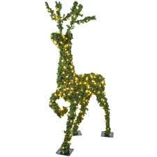Here, the three planters contain round topiary or shrubs that are decorated with clear lights. Outdoor Christmas Decorations 4 8 Head Up Reindeer Topiary Led Outdoor Yard Decoration