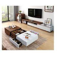 Wholesale Luxury White Movable Tv Cabinet And Round Side Table Combination Nordic Minimalist Living R Minimalist Living Room Living Room Wood Minimalist Living