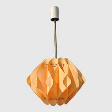 Chandelier folded sheets orange plastic Pop 1970 - Le palais des bricoles