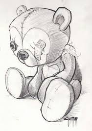 Black And White Teddy Bear Anime Damaged Loveable Bear Art Teddy Bear Drawing Teddy Drawing