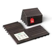 Idzo Lot de 10 dalles de terrasse en bois d'acacia imperméable pour sol  extérieur, carreaux de terrasse emboîtables pour intérieur et extérieur, 6  ...