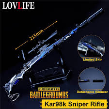 Stippled grip tape, hollow stock mod, tac laswer, fully loaded once you know the main camping spots on a map, it's just a matter of flanking them and you get a stationary free kill. 21 5cm Limited Skin Kar98k Sniper Rifle Weapon Model Alloy Toy Keychain Gun Key Chains Pendants Game Pubg Cosplay Props Gifts Key Chains Aliexpress