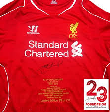 Men's liverpool #11 mohamed salah jersey red 2021 home player soccer. Liverpool Signed Shirt Embroidered With Honours Signed By Steven Gerrard Jamie Carragher 23 Foundation