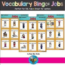 Esl Resources Jobs Vocabulary Bingo Game Bingo Games For Kids Bingo Games Bingo
