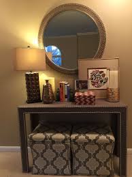 Homegoods Console Table Paired With Target Storage Ottomans For Second Floor Landing The Lamp Vases And Bo Ottoman Table Storage Ottoman Home Goods