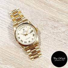 Rolex 18k Yellow Gold Cream Roman Day Date Ref 18038 2 Rolex Gold Watch Rolex Watches