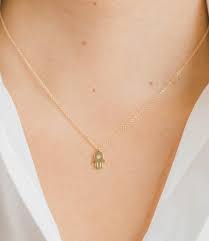14k Gold Small Diamond Hamsa Necklace Etsy Diamond Hamsa Necklace Hand Necklace Hamsa Necklace Gold