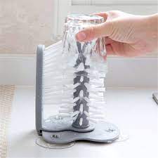 Innovative Wall Mounted Convenient Cup Brush Glass Cleaning Rotating Cup Tea Cup Brush Cup Cleaning Tools Kitchen A Cleaning Glass Bottle Cleaner Glass Cleaner