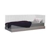 Kit Solteiro em L Painel Cama Box Almofadada Estofada CORINO BRANCO - LM  MOVEIS