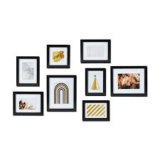 Webpictureframes is your online source for affordable wholesale prices on custom wood frames, metal frames, gallery plein air frames, linen fabric frame liners, and floater frames. 8 Piece Wall Photo Frame Set Black Kmartnz