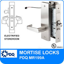 Electrified Stroreroom Mortise Locks Grade 1 Pdq Mr199a J Wide Escutcheon Trim