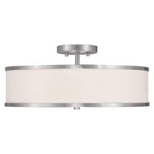 Filament Design 3 Light Brushed Nickel Flush Mount With White Hardback Shade Flush Mount Semi Flush Ceiling Lights Semi Flush Mount Lighting Ceiling Lights