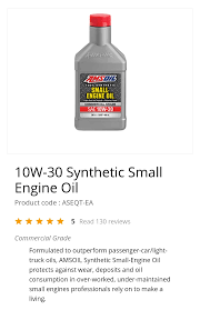 Amsoil has a small engine oil for your lawnmower needs. Facebook
