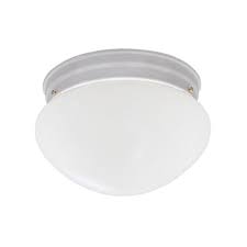 Hampton Bay Globe Collection 2 Light Solid White Ceiling Flushmount 4732 Wh The Home Depot Designers Fountain Flush Mount Lighting Semi Flush Mount Lighting
