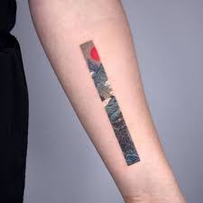 Elegant Rectangle Tattoo Designs Reveal A Sliver Of Colorful Scenes