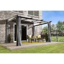 Sojag Budapest Dark Brown Metal Rectangle Screened Gazebo With Aluminum Roof Exterior 12 02 Ft X 9 79 Ft Lowes Com Backyard Patio Patio Gazebo Patio Awning