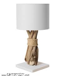 lampe de chevet galet bois flotte 35cm blanche pas cher casedesiles com lampade rustiche lampade in legno idee per l illuminazione