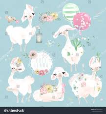 Beautiful And Cute Llama Alpaca With Crown Beautiful Flowers And Tied Bow Set Dreaming Princess Or Queen Llama With Balloons Alpaca Cute Llama Llama Alpaca