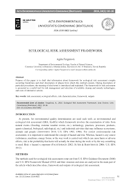 Some risk managers define risk as the possibility that a future occurrence may cause harm or losses, while noting that risk also may provide possible. Pdf Ecological Risk Assessment Framework