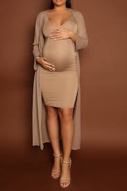 Sheer Duster Taupe Maternity Dresses For Baby Shower Baby Shower Dresses Stylish Maternity Outfits