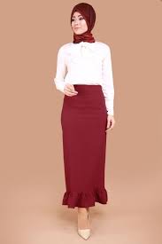 M S M Firfirli Kalem Etek Msm51040 Bordo Abaya Modasi Moda Stilleri Etek