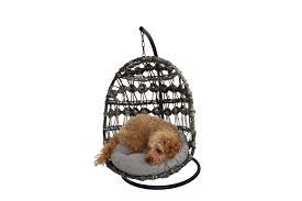 This encourages your dog to hang out on these beds. Dick Smith Luna Handwoven Outdoor Wicker Poly Rattan Pet Hanging Bed Pet Swing Chair For Small Dog Cat Grey Pet Supplies Dogs Beds