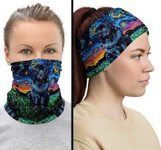 Terranova perro estrellado noche arte máscara facial, escudo facial lavable  máscara reutilizable cuello polaina diadema obra de arte por Aja Newfie  cachorro