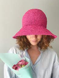 Raffia Bucket Hat Crochet Raffia Summer Hat Wide Large Brim Etsy Summer Hats Crochet Raffia Crochet Hats