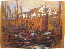 Treboul 1921 Pastel De Henry Lucien Cheffer 1880 1957 Concarneau Bretagne Et Douarnenez