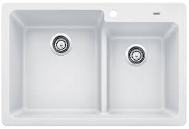 Sink installs beneath countertop for a seamless, streamlined look that makes cleaning your counters easy. Blanco 442092 White Grandis 33 Undermount Double Basin Silgranit Kitchen Sink Faucet Com