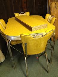 yellow retro kitchen table chairs
