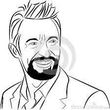 Black And White Celebrity Black And White Vector Portraits A Celebrity Vector Art Illustration Of A Hollywood Movie Actor Hugh Jackman Vector Art Illustration Illustration Vector Art