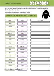 Let Students Play With Words And Create Some Oxymorons It Is A Good Idea To Sharpen The Minds Grade R Worksheets Figurative Language Worksheet Worksheets Free