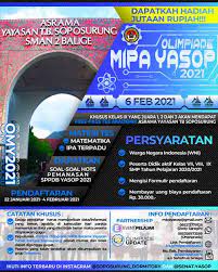 Bocoran soal ujian masuk sma plus asrama soposurung yasop. Olimpiade Mipa Yasop Event Pelajar