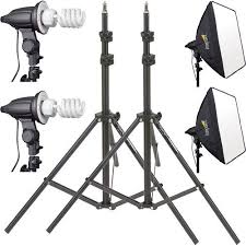 Impact Soft And Natural Single Socket 2 Light Kit Softboxes Light Fluorescent Lamp